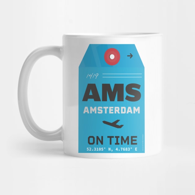 AMS Amsterdam luggage tag style blue by Woohoo